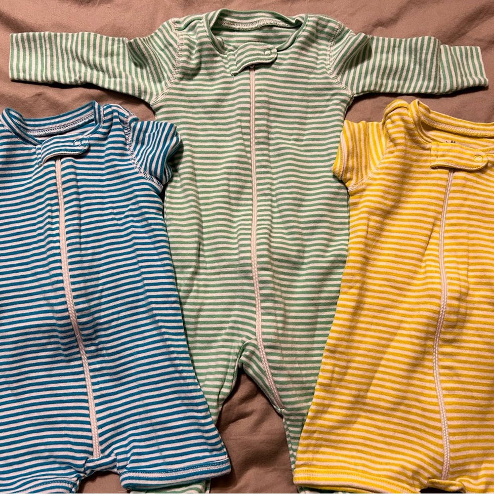 Three Primary Baby organic cotton one piece outfits